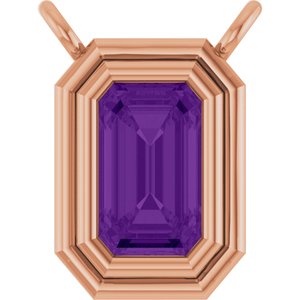 14K Rose Gold Natural Amethyst Necklace Center