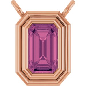 14K Rose Gold Natural Pink Tourmaline Necklace Center