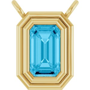 14K Yellow Gold Natural Aquamarine Necklace Center