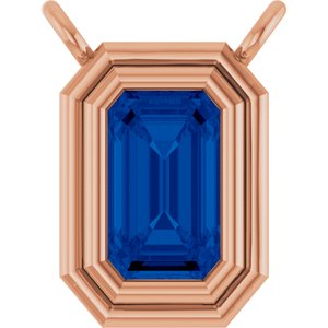 14K Rose Gold Natural Blue Sapphire Necklace Center