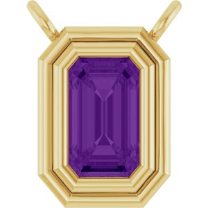 14K Yellow Gold Natural Amethyst Necklace Center