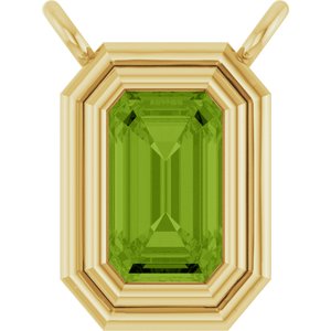 14K Yellow Gold Natural Peridot Necklace Center