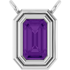 Platinum Natural Amethyst Necklace Center