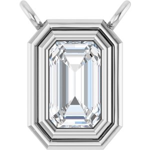 14K White Gold Natural White Sapphire Necklace Center