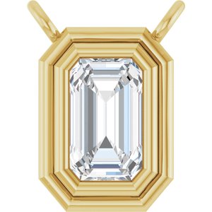 14K Yellow Gold Natural White Sapphire Necklace Center