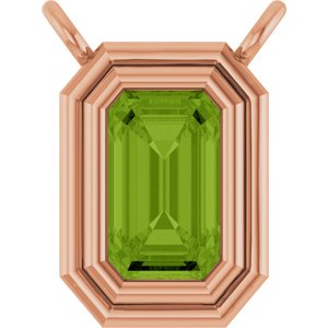 14K Rose Gold Natural Peridot Necklace Center