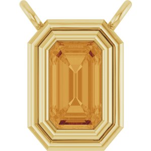 14K Yellow Gold Natural Citrine Necklace Center