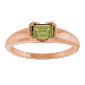 14K Rose Gold Lab-Grown Green Sapphire Half-Bezel Solitaire Ring
