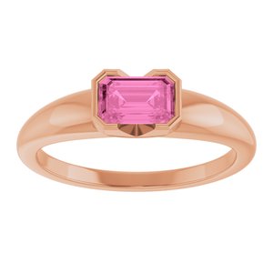 14K Rose Gold Lab-Grown Pink Sapphire Half-Bezel Solitaire Ring