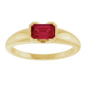 14K Yellow Gold Lab-Grown Ruby Half-Bezel Solitaire Ring