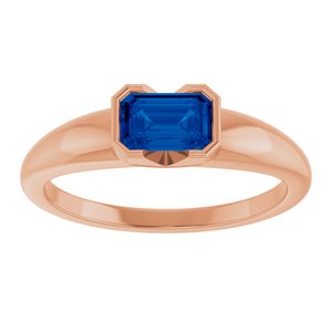 14K Rose Gold Lab-Grown Blue Sapphire Half-Bezel Solitaire Ring