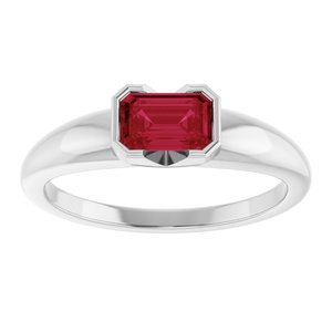 14K White Gold Lab-Grown Ruby Half-Bezel Solitaire Ring