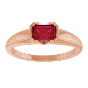 14K Rose Gold Lab-Grown Ruby Half-Bezel Solitaire Ring