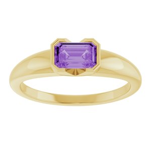 14K Yellow Gold Lab-Grown Purple Sapphire Half-Bezel Solitaire Ring