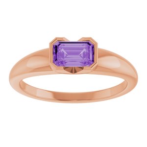14K Rose Gold Lab-Grown Purple Sapphire Half-Bezel Solitaire Ring
