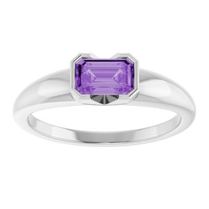 Sterling Silver Lab-Grown Purple Sapphire Ring