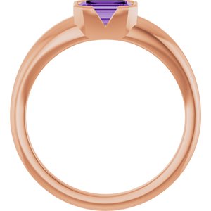 14K Rose Gold Lab-Grown Purple Sapphire Half-Bezel Solitaire Ring