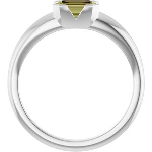 Sterling Silver Lab-Grown Green Sapphire Ring
