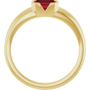 14K Yellow Gold Lab-Grown Ruby Half-Bezel Solitaire Ring