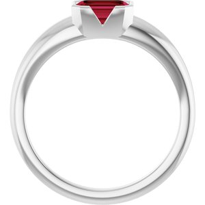 Platinum Lab-Grown Ruby Half-Bezel Solitaire Ring