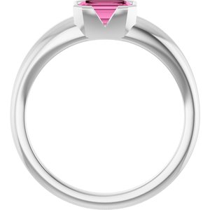 Platinum Lab-Grown Pink Sapphire Half-Bezel Solitaire Ring