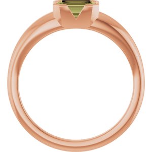 14K Rose Gold Lab-Grown Green Sapphire Half-Bezel Solitaire Ring