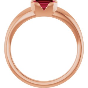 14K Rose Gold Lab-Grown Ruby Half-Bezel Solitaire Ring