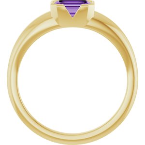 14K Yellow Gold Lab-Grown Purple Sapphire Half-Bezel Solitaire Ring