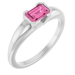 Sterling Silver Lab-Grown Pink Sapphire Ring