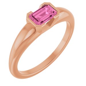 14K Rose Gold Lab-Grown Pink Sapphire Half-Bezel Solitaire Ring