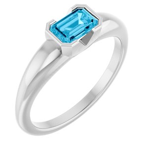 Sterling Silver Lab-Grown Aqua Sapphire Ring