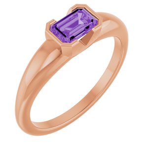14K Rose Gold Lab-Grown Purple Sapphire Half-Bezel Solitaire Ring