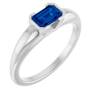 Platinum Lab-Grown Blue Sapphire Half-Bezel Solitaire Ring