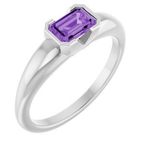 Sterling Silver Lab-Grown Purple Sapphire Ring