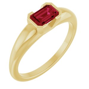 14K Yellow Gold Lab-Grown Ruby Half-Bezel Solitaire Ring
