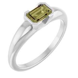 Platinum Lab-Grown Green Sapphire Half-Bezel Solitaire Ring