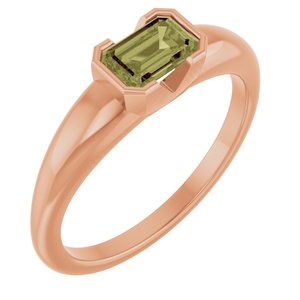 14K Rose Gold Lab-Grown Green Sapphire Half-Bezel Solitaire Ring
