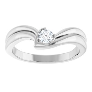 Sterling Silver 1/6 CT Natural Diamond Freeform Ring