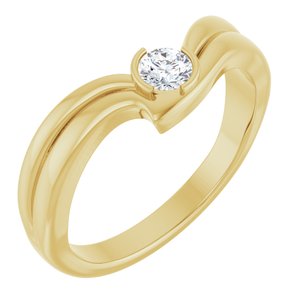 14K Yellow Gold 1/6 CT Natural Diamond Freeform Ring