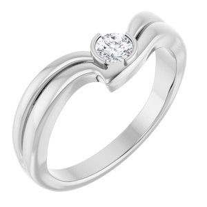 Sterling Silver 1/6 CT Natural Diamond Freeform Ring