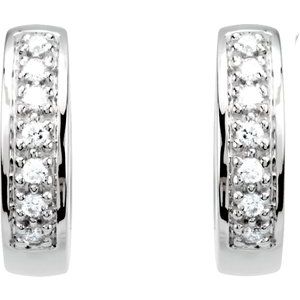 14K White Gold 1/6 CTW Natural Diamond 12.1 mm Hoop Earrings – image 2