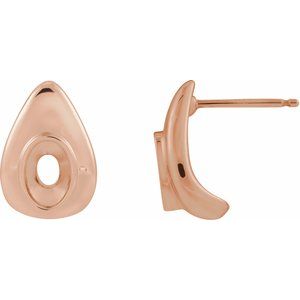 14K Rose Gold 6x4 mm Oval Bezel-Set Earring Mounting