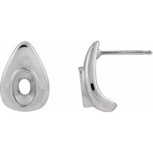 Sterling Silver 6x4 mm Oval Bezel-Set Earring Mounting