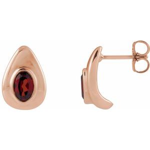 14K Rose Gold Natural Mozambique Garnet Earrings