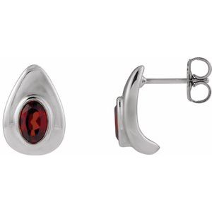 14K White Gold Natural Mozambique Garnet Earrings