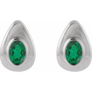 14K White Gold Lab-Grown Emerald Earrings – image 2