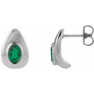Platinum Lab-Grown Emerald Earrings
