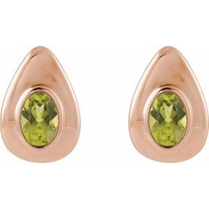 14K Rose Gold Natural Peridot Earrings – image 2