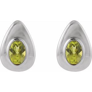 14K White Gold Natural Peridot Earrings – image 2
