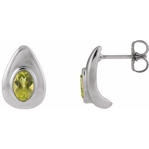 14K White Gold Natural Peridot Earrings